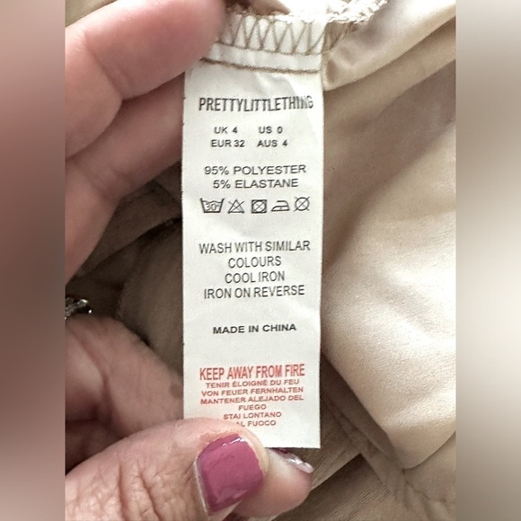 PrettyLittleThing Stone Bandeau Cowl Detail Ruched MIDI Dress Size 0 - Picture 15 of 16